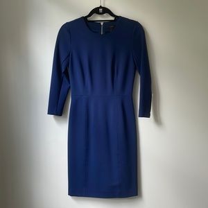 J. Crew zip up pencil dress, size 0, navy blue